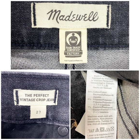 MADEWELL The Perfect Vintage Crop Jeans in Sumner Wash Black Style# AA892 - Picture 6 of 10